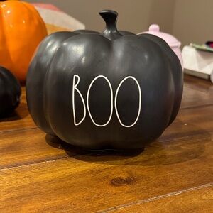 Rae Dunn Black Pumpkin Decor with 'BOO'